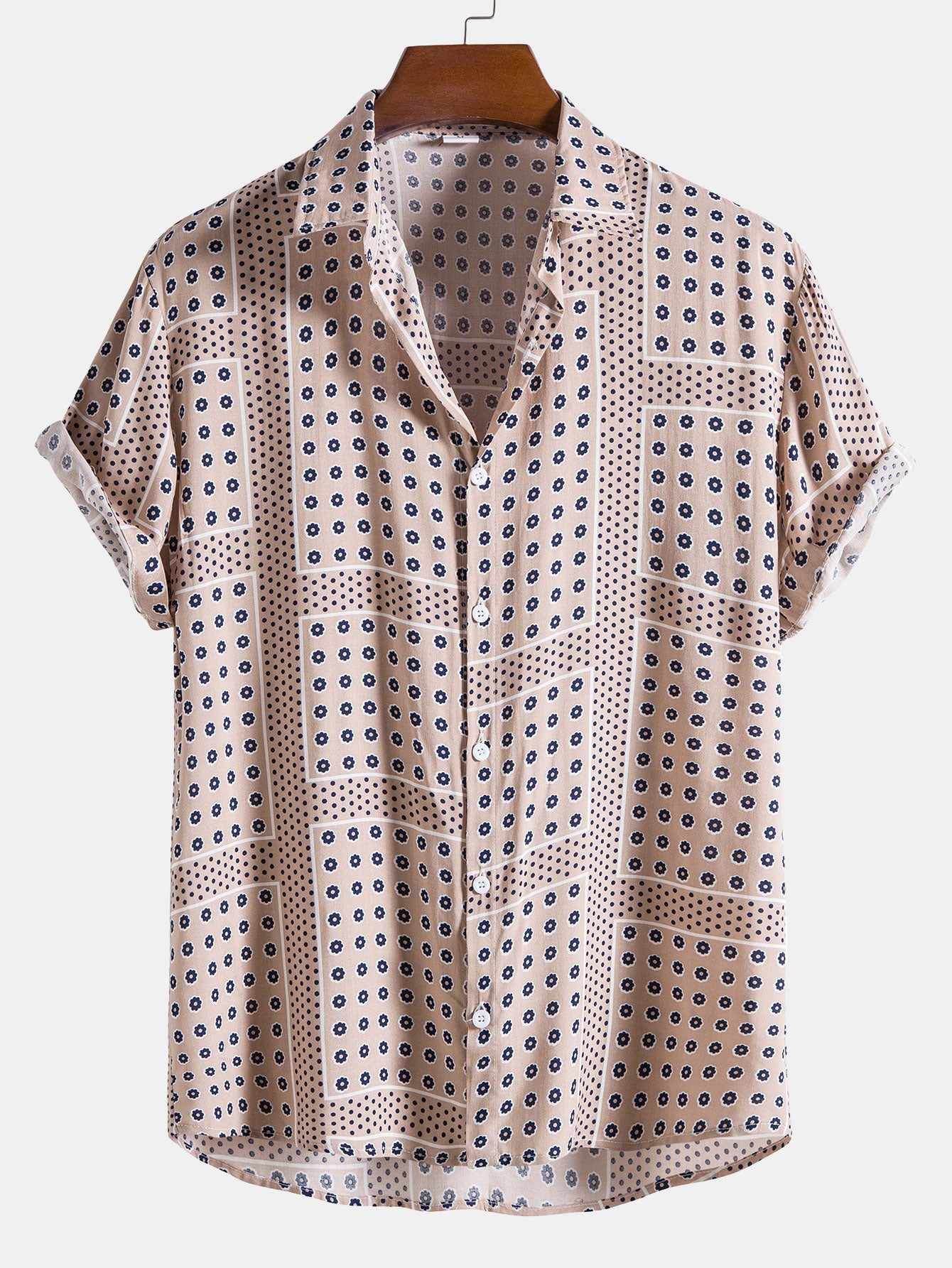 Polka Dot Flower Print Button Up Shirt