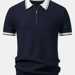 Contrast Zipper Knit Polo & Slim Fit Tapered Trousers Set