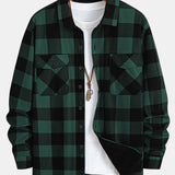 Flannel Fleece Lined Plaid Shirt with Pockets