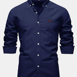 Cowboy Embroidery Cotton Oxford Button Up Shirt