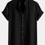 Short Sleeve Linen Shirt & Linen Blend Drawstring 7" Shorts Set
