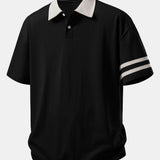 Relax Fit Contrast Collar Polo Shirt & Cotton Drawstring 7" Shorts Set