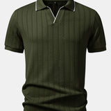 Geometric Jacquard Johnny Collar Polo & Slim Fit Tapered Trousers Set