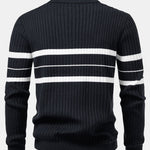 Stripe Zip Knit Ribbed Polo Shirt & Slim Fit Tapered Trousers Set