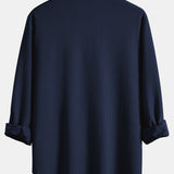 Long Sleeve Muscle Fit Ribbed Button Up Shirt