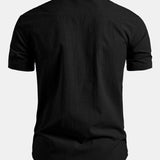 Short Sleeve Linen Stand Collar Shirt