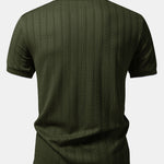 Geometric Jacquard Johnny Collar Polo & Slim Fit Tapered Trousers Set
