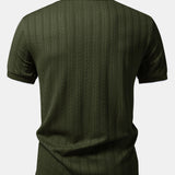 Geometric Jacquard Johnny Collar Polo & Slim Fit Tapered Trousers Set