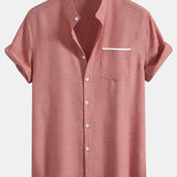 Contrast Pocket Stand Collar Shirt