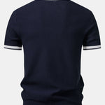 Contrast Zipper Knit Polo & Slim Fit Tapered Trousers Set