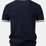 Contrast Zipper Knit Polo & Slim Fit Tapered Trousers Set