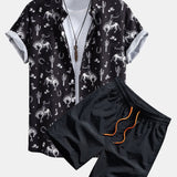 Cowboy Cactus Print Shirt & Swim Shorts Set