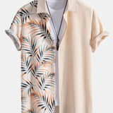 Leaf Patchwork Print Button Up Shirt
