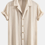 Floral Jacquard Textured Cuban Shirt & Straight Leg Linen Pants Set