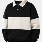 Color Block Polo Collar Sweatshirt & Pleated Pintuck Sweatpants Set