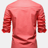 Long Sleeve Linen Cotton Blend Shirt with Pocket