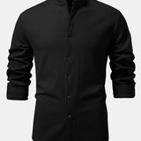 3 Pieces Long Sleeve Muscle Fit Ribbed Stand Collar Shirt