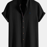 Short Sleeve Seersucker Shirt & Crinkle Textured Pants Set