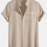 Contrast Pocket Stand Collar Shirt