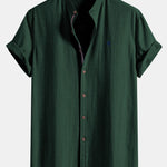 Short Sleeve Linen Shirt & Linen Blend Drawstring 7" Shorts Set