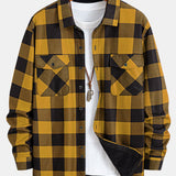 Flannel Fleece Lined Plaid Shirt with Pockets