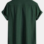 Short Sleeve Linen Stand Collar Shirt