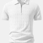 Twisted Jacquard Zipper Knit Polo & Slim Fit Tapered Trousers Set