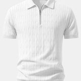 Twisted Jacquard Zipper Knit Polo & Slim Fit Tapered Trousers Set