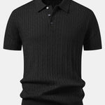 Twisted Jacquard Knit Polo & Slim Fit Tapered Trousers Set