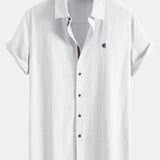 Short Sleeve Linen Shirt & Straight Leg Linen Pants Set
