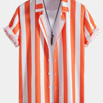 Stripe Print Shirt & Swim Shorts Set