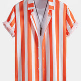 Stripe Print Shirt & Swim Shorts Set