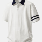 Relax Fit Contrast Collar Polo Shirt & Cotton Drawstring 7" Shorts Set