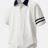Relax Fit Contrast Collar Polo Shirt & Cotton Drawstring 7" Shorts Set