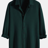 Long Sleeve Muscle Fit Ribbed Button Up Shirt