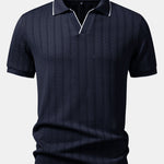 Geometric Jacquard Johnny Collar Polo & Slim Fit Tapered Trousers Set