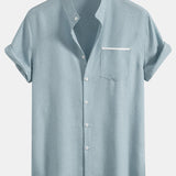 Contrast Pocket Stand Collar Shirt