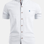 Short Sleeve Linen Stand Collar Shirt