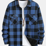 Flannel Fleece Lined Plaid Shirt with Pockets