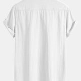 Short Sleeve Linen Shirt & Linen Blend Drawstring 7" Shorts Set