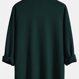Long Sleeve Muscle Fit Ribbed Button Up Shirt
