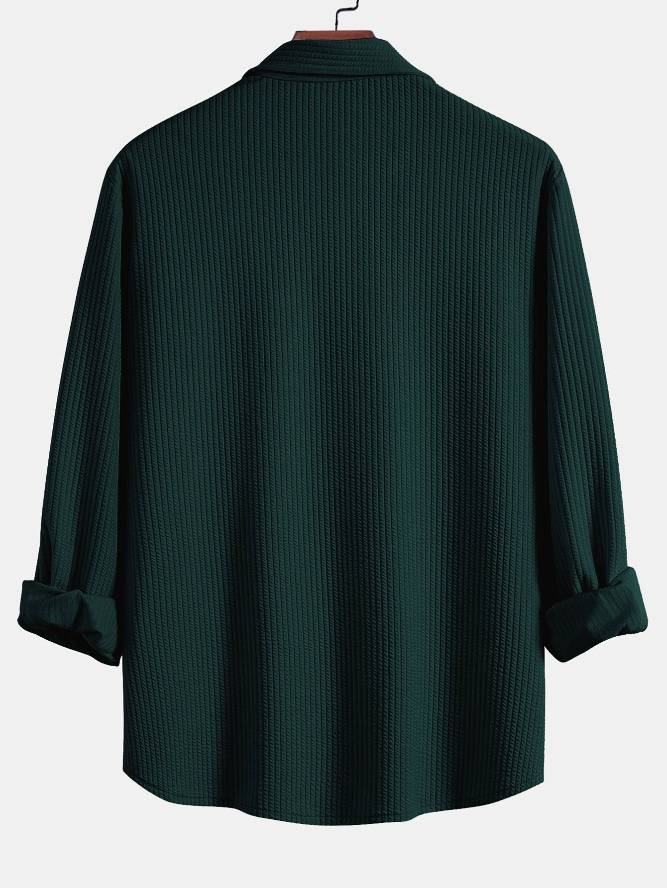 Long Sleeve Muscle Fit Ribbed Button Up Shirt