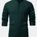 Long Sleeve Muscle Fit Ribbed Stand Collar Shirt