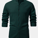 3 Pieces Long Sleeve Muscle Fit Ribbed Stand Collar Shirt