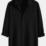 Long Sleeve Muscle Fit Ribbed Button Up Shirt