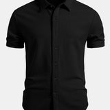 Muscle Fit Ribbed Button Up Shirt