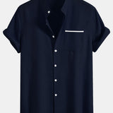 Contrast Pocket Stand Collar Shirt