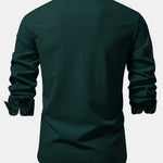 Long Sleeve Muscle Fit Ribbed Stand Collar Shirt
