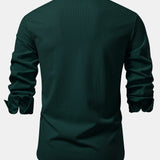 Long Sleeve Muscle Fit Ribbed Stand Collar Shirt