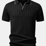Geometric Jacquard Johnny Collar Polo & Slim Fit Tapered Trousers Set